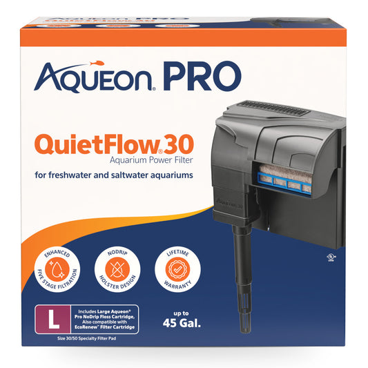 Aquarium Power Filter - Aqueon Pro - QuietFlow 30 - Up to 45 Gal - #28181