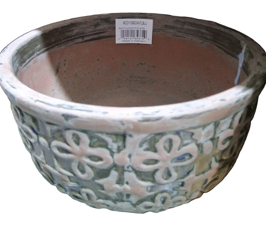 Light Blue Antique Petal Planter Pot - 9.5" - #30097