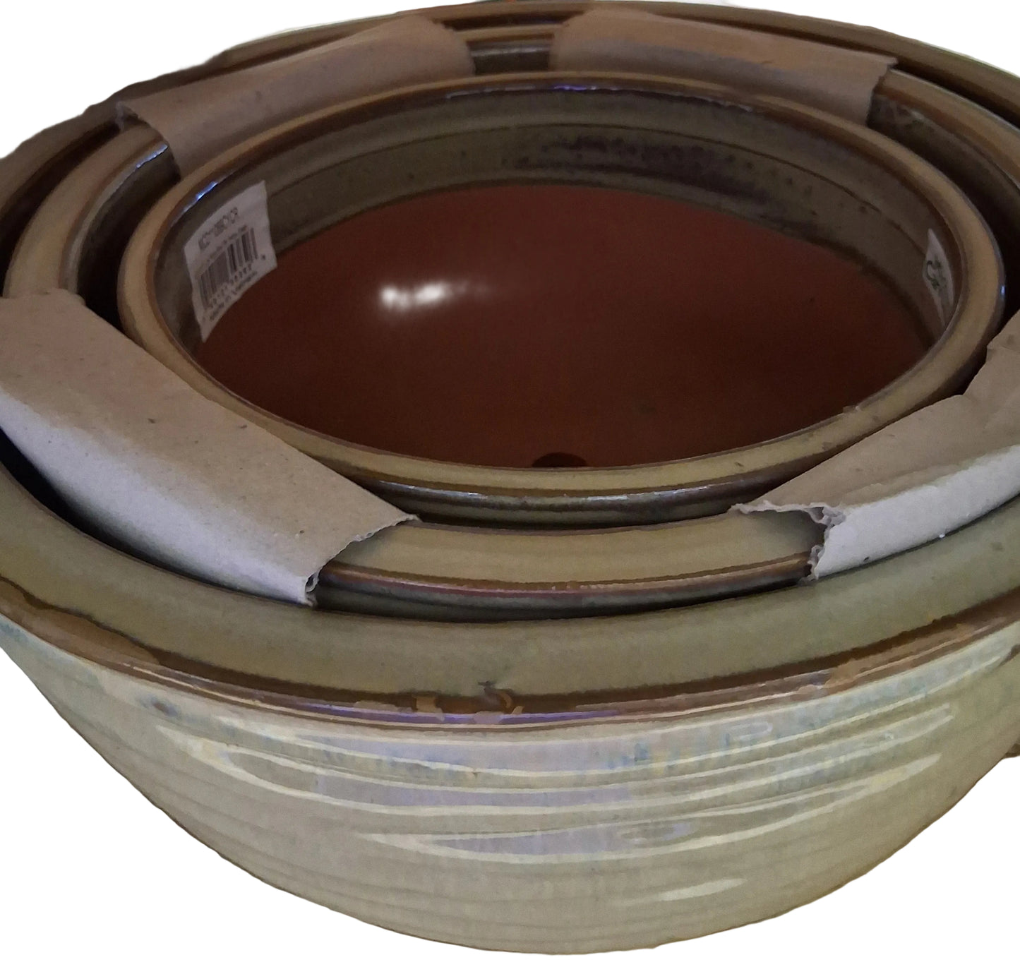 Yellow Cream Low Rope Planter Pot Bowl - 14.2" - #30086