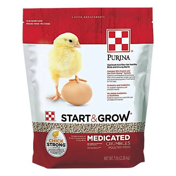 Chick Feed Start & Grow Medicated Crumbles - 5 Lbs - #26307